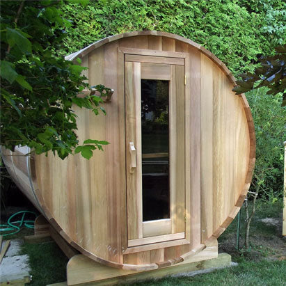 Barrel Sauna 670CE Changeroom Clear Cedar Electric Heat - Sun'n'Fun Pool & Spa