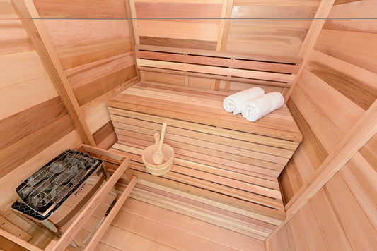 Pure Cube Sauna CU550/CU552 Outdoor Clear or Knotty Red Cedar - Sun'n'Fun Pool & Spa