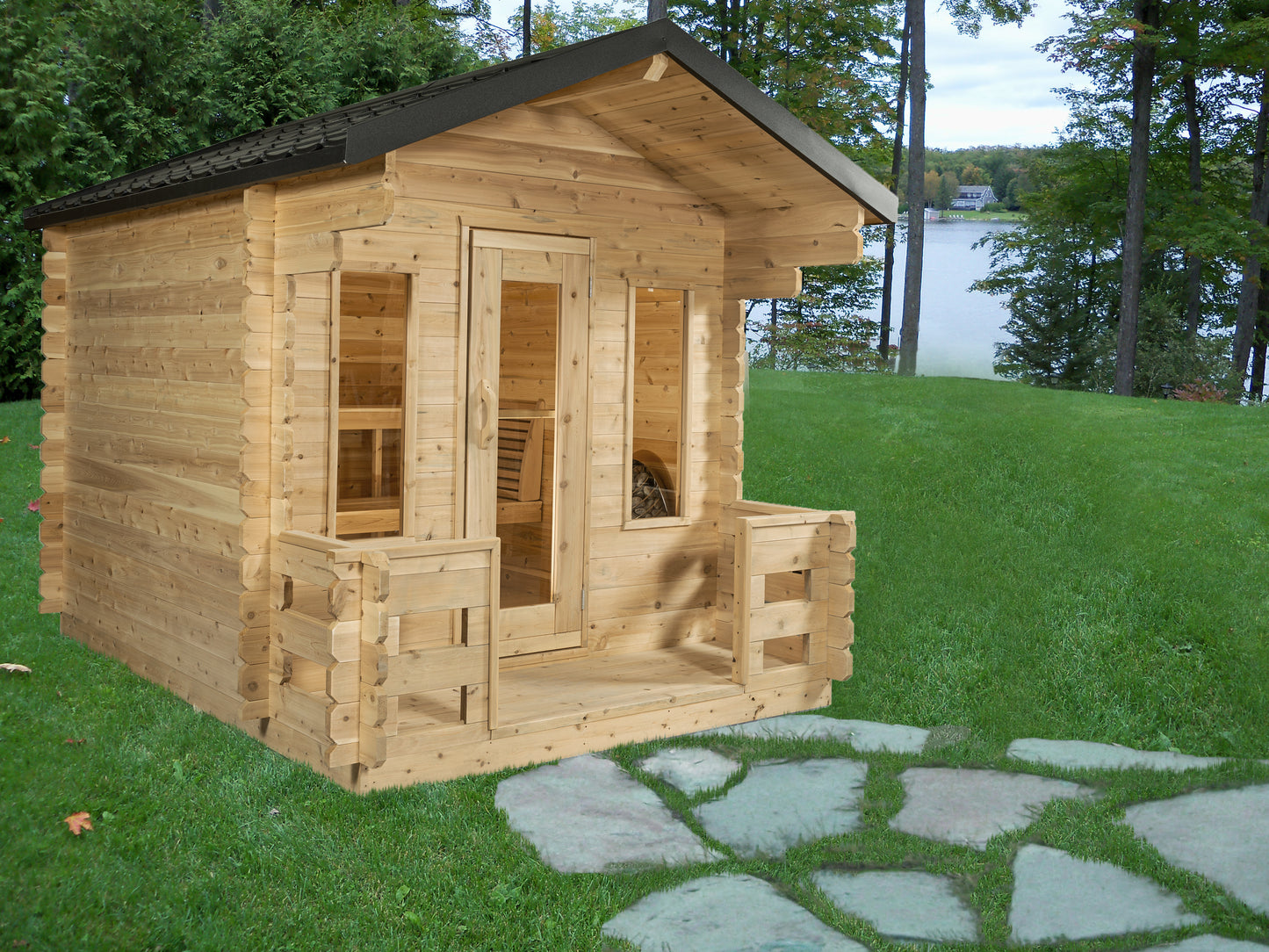CT Georgian Cabin Sauna with Porch CTC88PE - Sun'n'Fun Pool & Spa