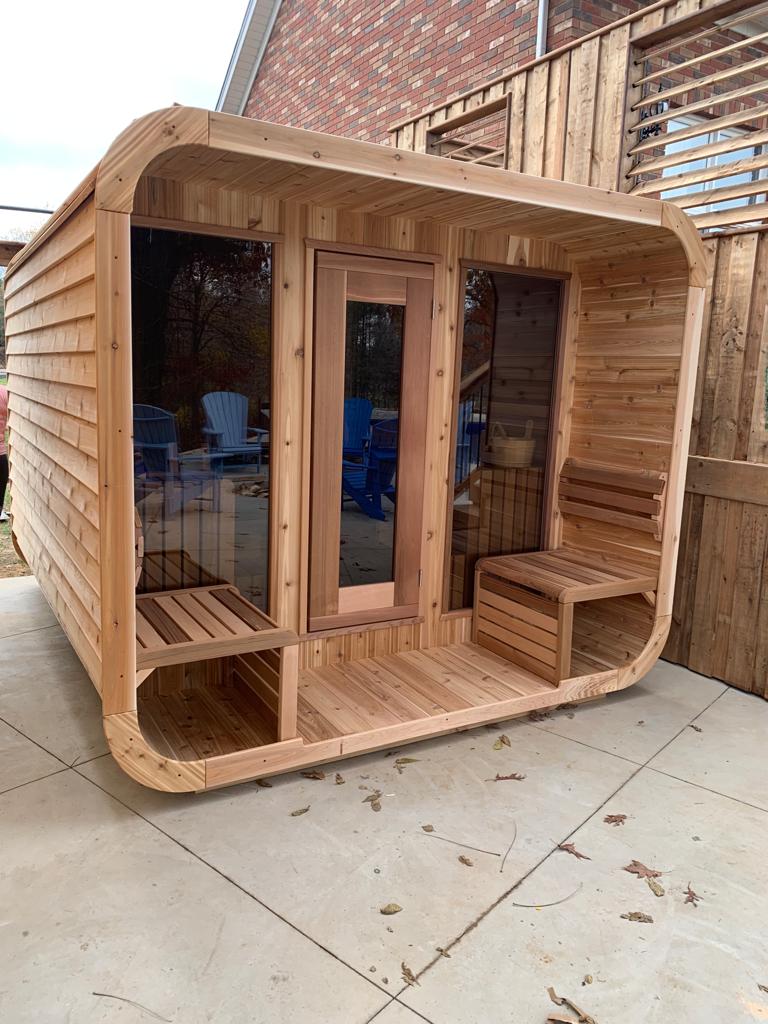 Dundalk Leisurecraft Luna Sauna with Porch Outdoor Knotty Red Cedar - Sun'n'Fun Pool & Spa