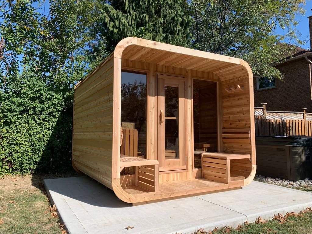 Dundalk Leisurecraft Luna Sauna with Porch Outdoor Knotty Red Cedar - Sun'n'Fun Pool & Spa