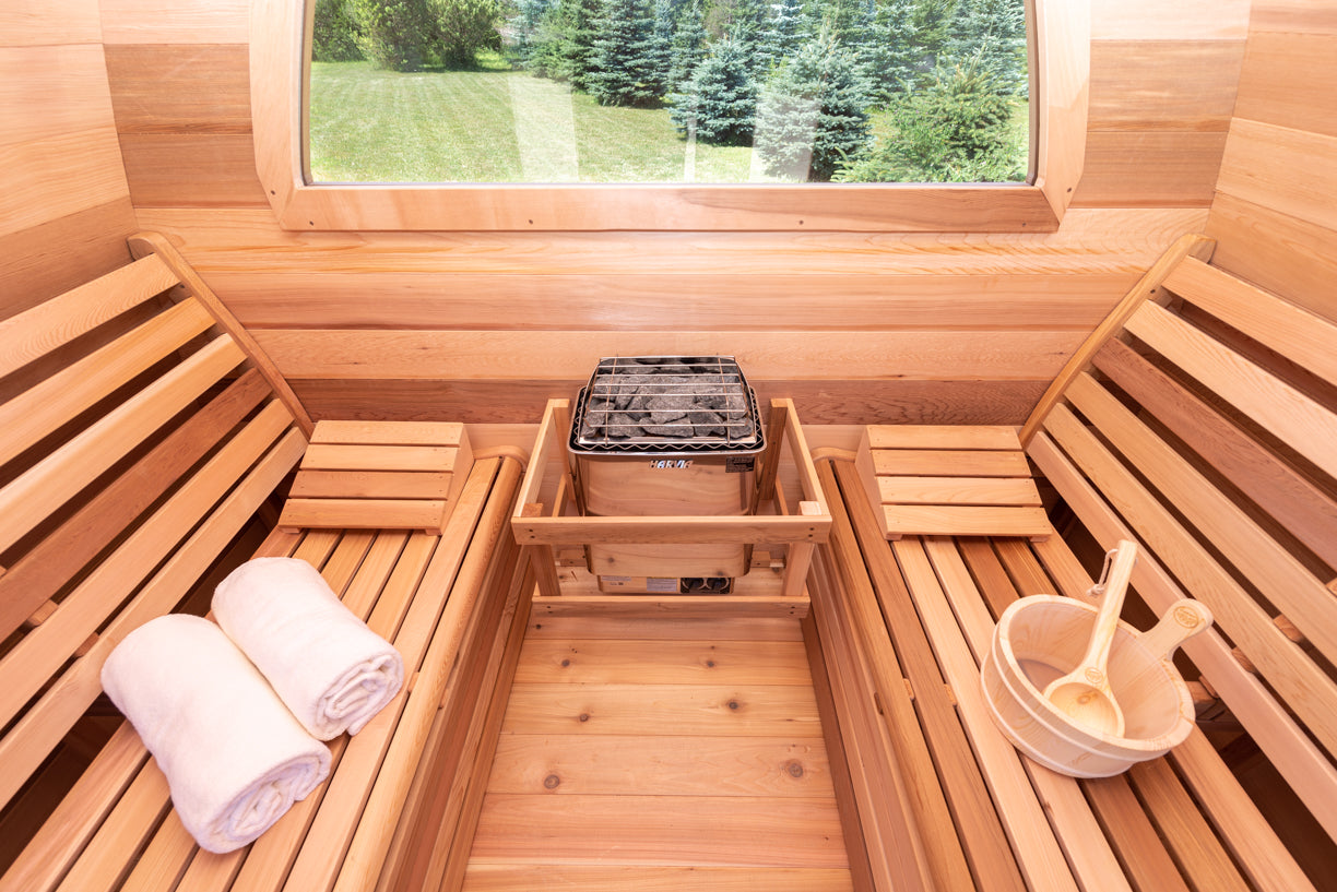 POD Outdoor Sauna 8 x 6 Clear or Knotty Red Cedar - Sun'n'Fun Pool & Spa