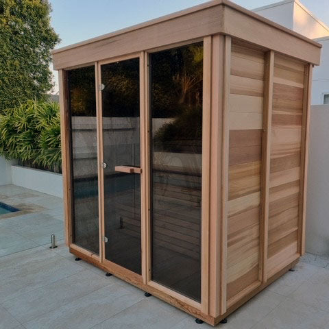Pure Cube 500 Saunas Clear Cedar Electric Heat | Sun'n Fun Pool