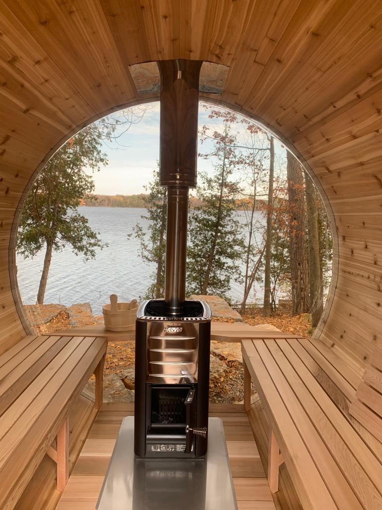 Panoramic Sauna with Porch 760PVPE-762PVPE Outdoor Clear or Knotty Red Cedar