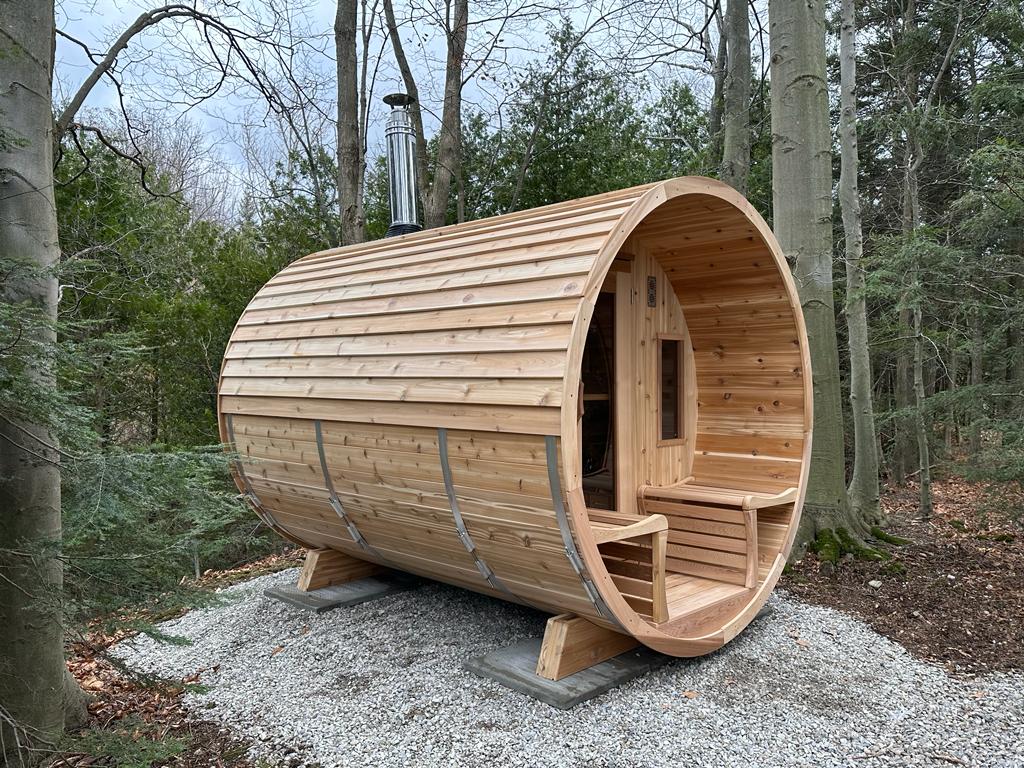 Panoramic Sauna with Changeroom 780PVCE-782PVCE Outdoor Clear or Knotty Red Cedar