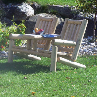 Standard Log Gossip Bench with Table - Sun'n'Fun Pool & Spa