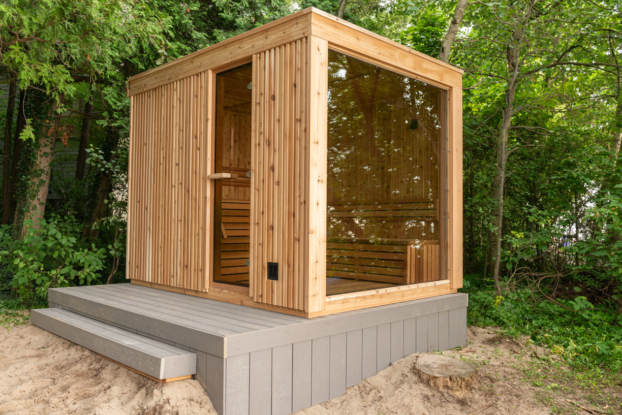 Pure Cube Sauna NE6110/NE6112 Outdoor Clear or Knotty Red Cedar