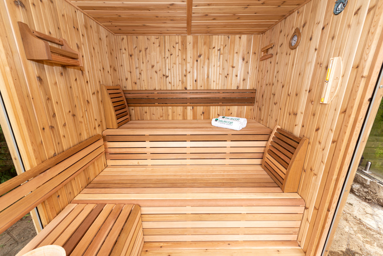 Pure Cube Orion Sauna OR6110/OR6112 Outdoor Clear or Knotty Red Cedar