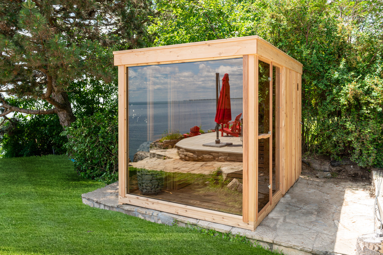 Pure Cube Orion Sauna OR6110/OR6112 Outdoor Clear or Knotty Red Cedar