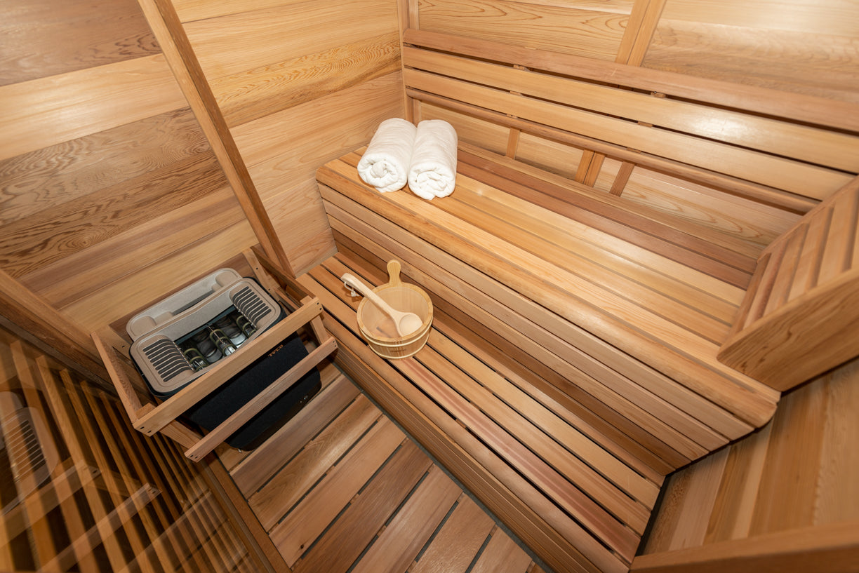 Pure Cube Sauna PU550/PU552 Indoor Clear or Knotty Red Cedar