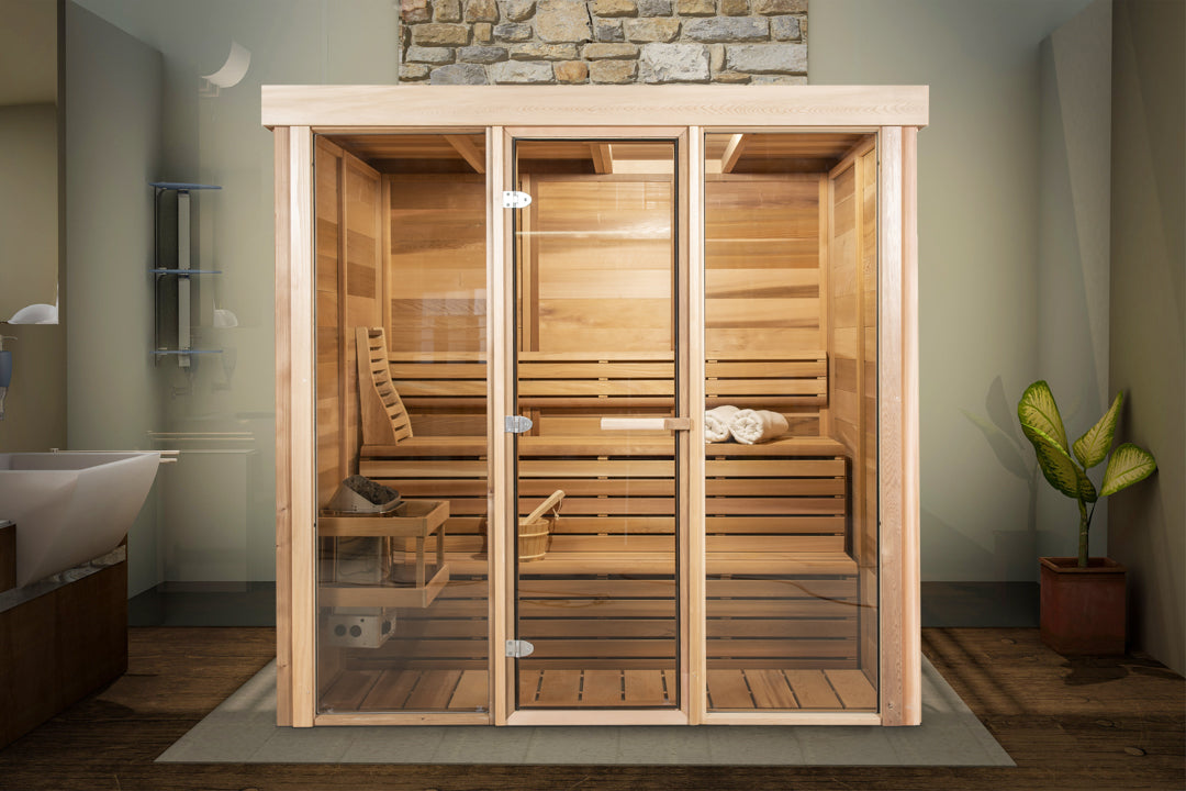 Pure Cube Sauna PU570/PU572 Indoor Clear or Knotty Red Cedar