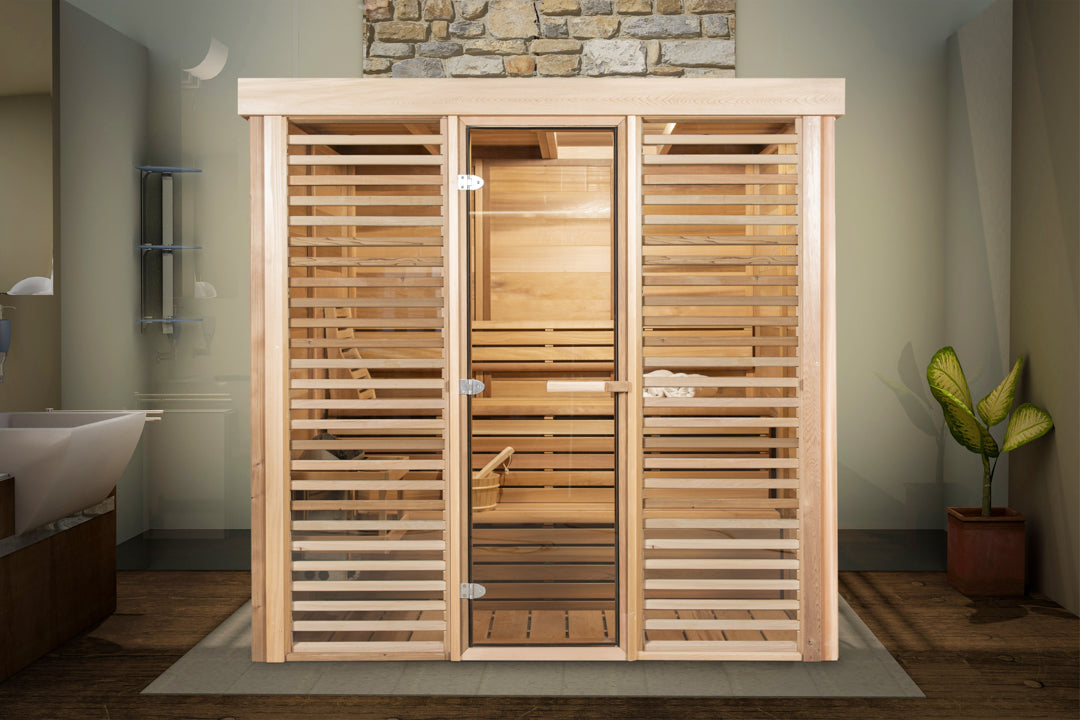 Pure Cube Sauna PU570/PU572 Indoor Clear or Knotty Red Cedar