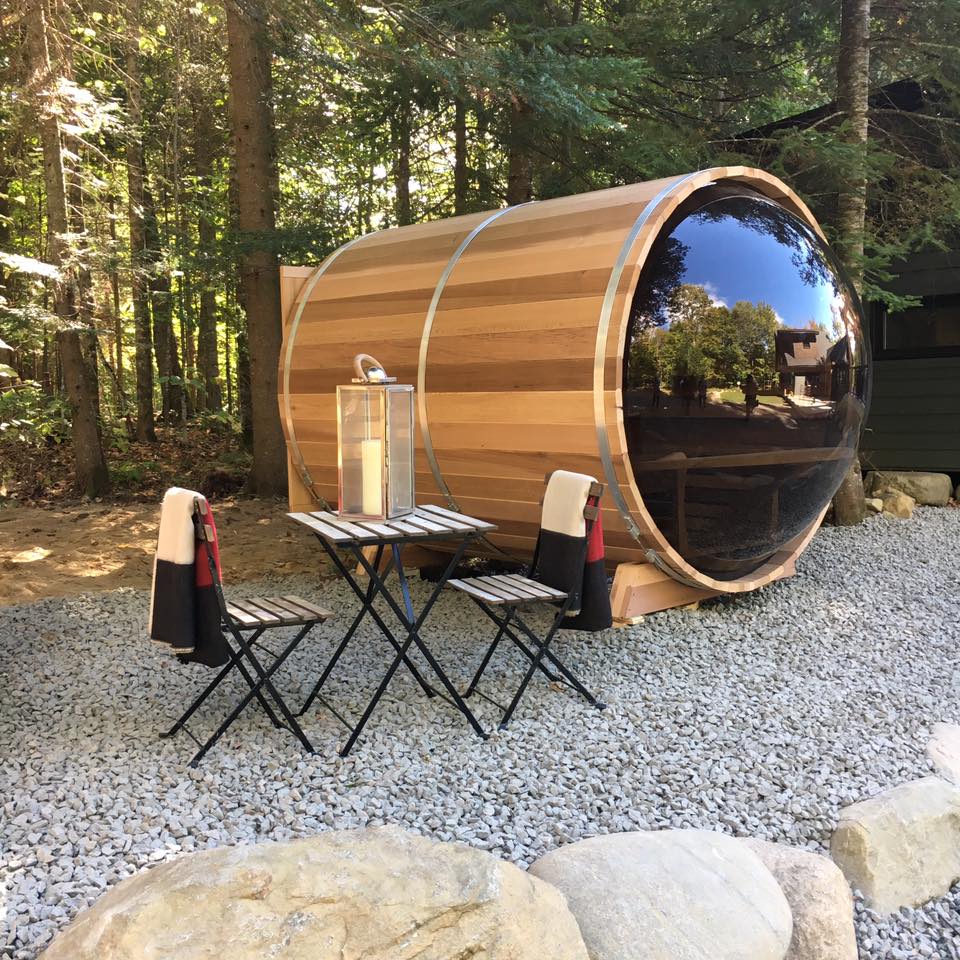 Panoramic Sauna with Changeroom 780PVCE-782PVCE Outdoor Clear or Knotty Red Cedar