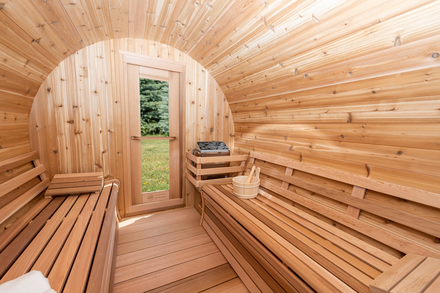 Panoramic Outdoor Sauna 770PVE-772PVE Clear or Knotty Red Cedar