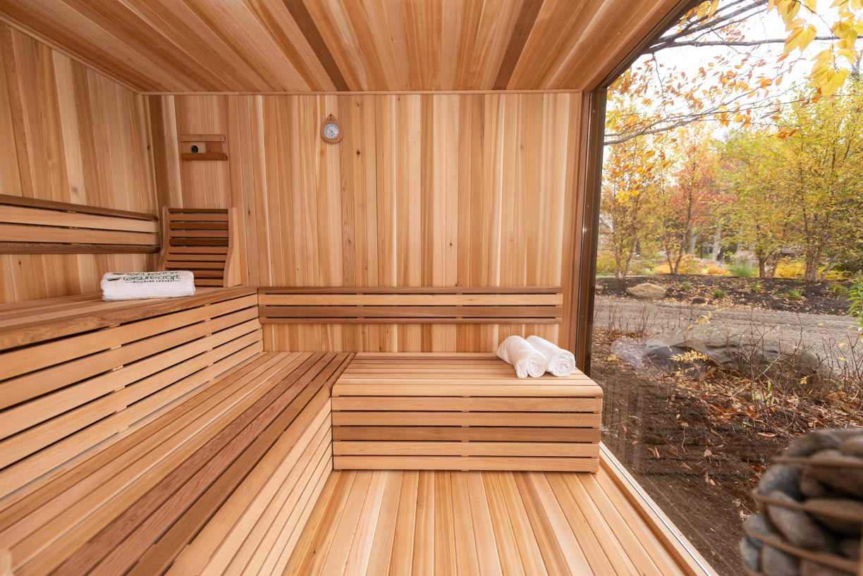 Pure Cube Sauna NE6110/NE6112 Outdoor Clear or Knotty Red Cedar