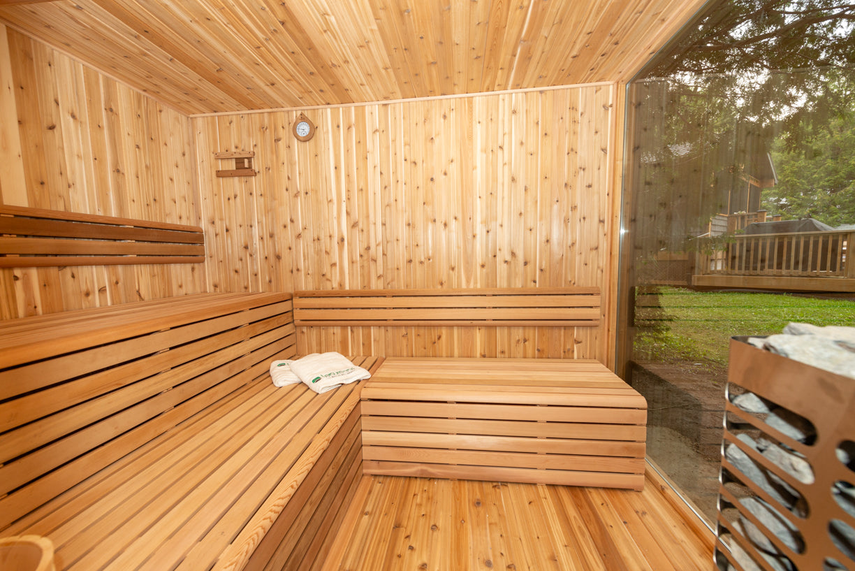 Pure Cube Sauna NE6110/NE6112 Outdoor Clear or Knotty Red Cedar