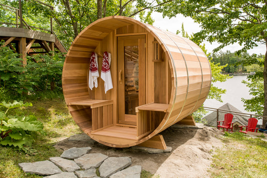 Panoramic Sauna with Porch 760PVPE-762PVPE Outdoor Clear or Knotty Red Cedar