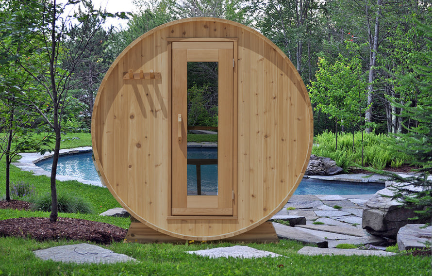 Panoramic Sauna with Changeroom 780PVCE-782PVCE Outdoor Clear or Knotty Red Cedar