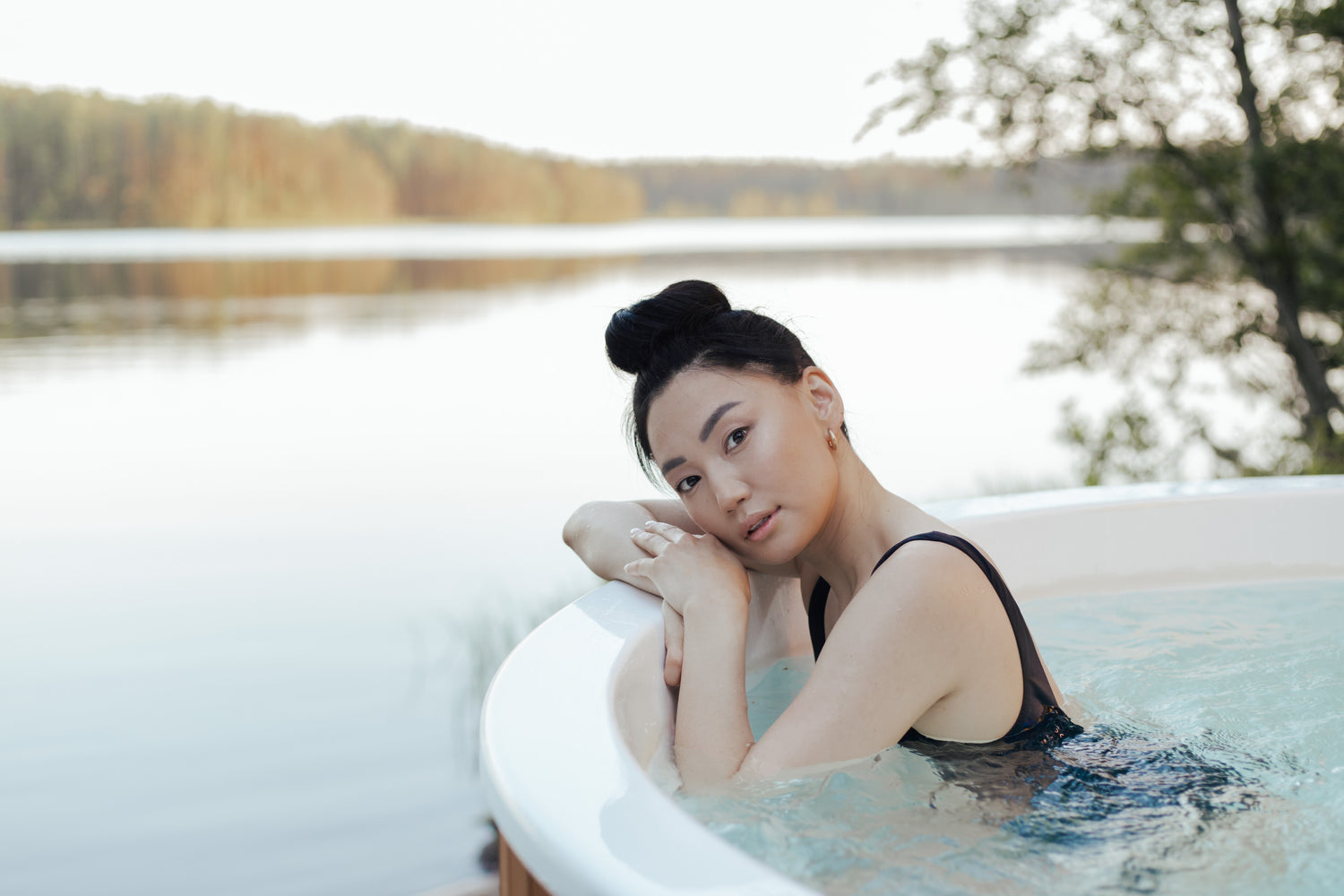 Girl relaxing in Hot Tub
